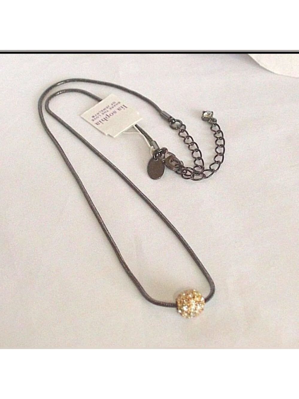 Lia Sophia "Glitter Ball" Necklace, Gold, Silver,Hematite,16-19", NWOT